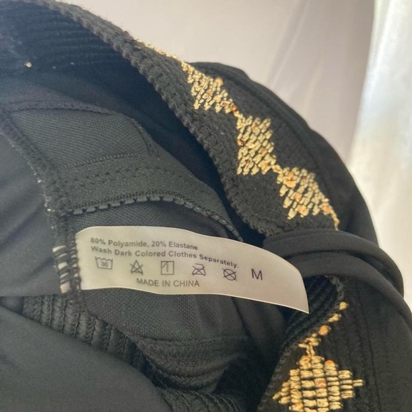 Black and Gold Strapless Swimsuit with tie M - Picture 3 of 3